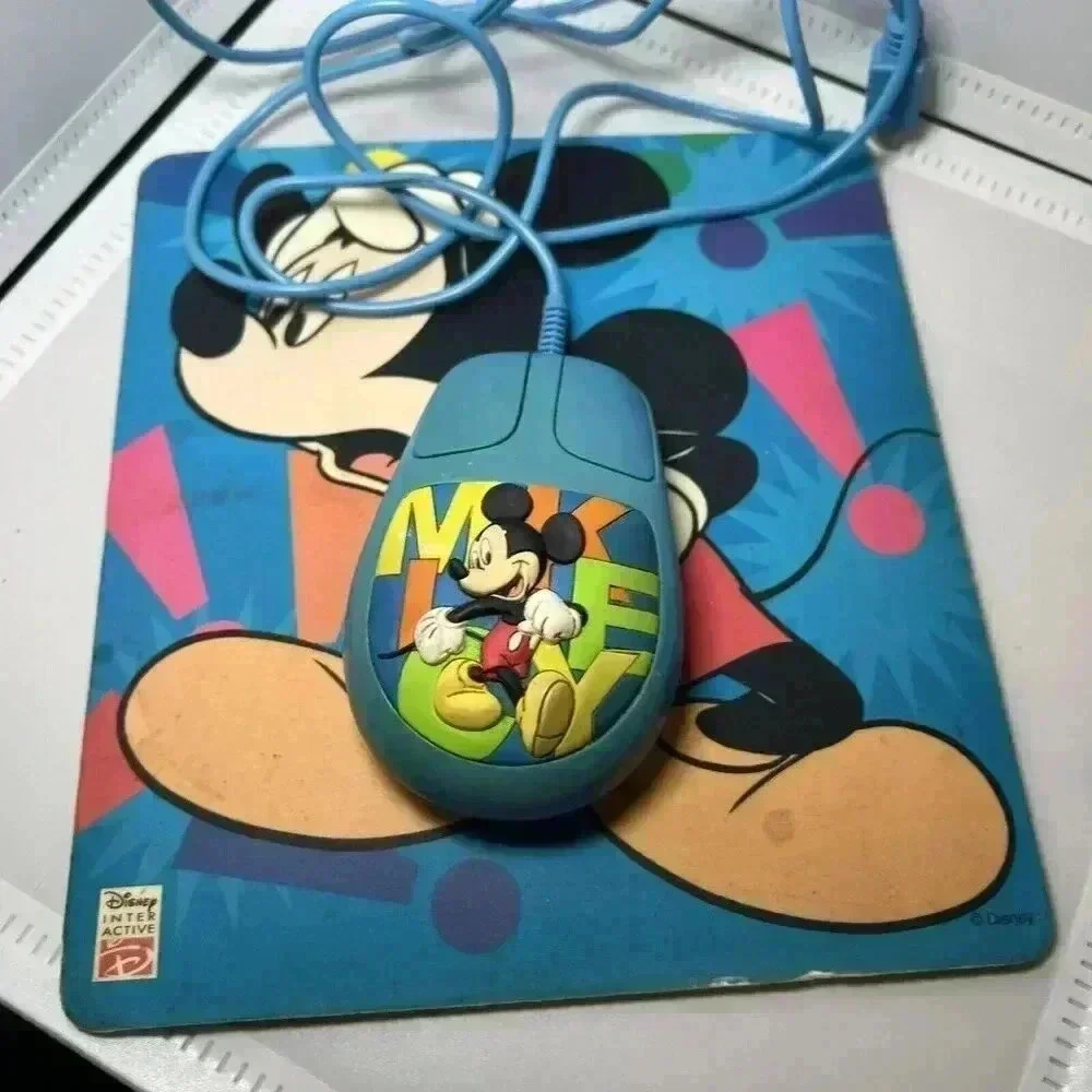 Vintage Disney Mickey Mouse Pad With Computer Mouse
